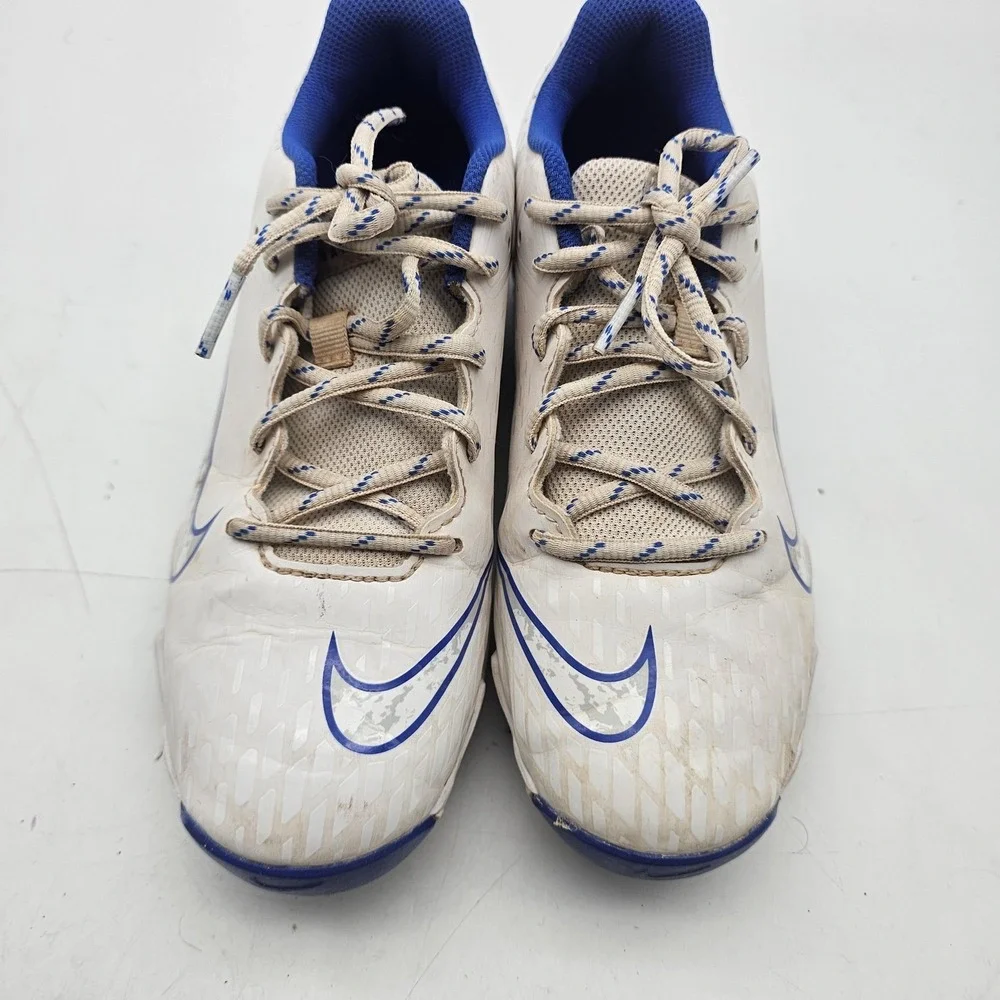 Nike Hyperdiamond 4 Softball Cleats Girls 5 Youth White Blue Molded Spikes